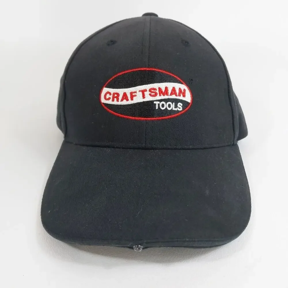 Craftsman Tools LED Light-Up Black Adjustable Strap Back‎ Cap Hat Retro Logo